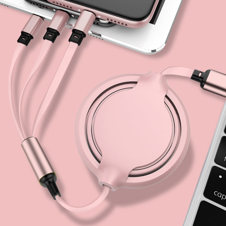 Silicone liquido 3,5 A 3 in 1 da USB a USB-C / Type-C + 8 pin + cavo di ricarica dati retrattile micro USB Syn Silicone liquido 3,5 A 3 in 1 da USB a USB-C / Type-C + 8 pin + cavo di ricarica dati retrattile micro USB Syn